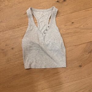 AERIE GREY Sleeveless Ribbed Top